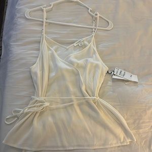 Treasure and bond wrap ivory  linen tank top